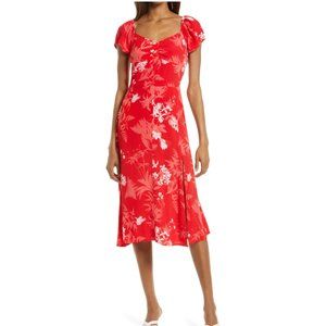 Floral slit dress in midi length